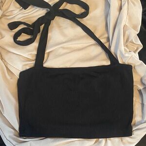 Cider Black Ribbed Crop Top